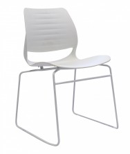 Vivid Chair On Sled Base. White Poly Prop Shell
